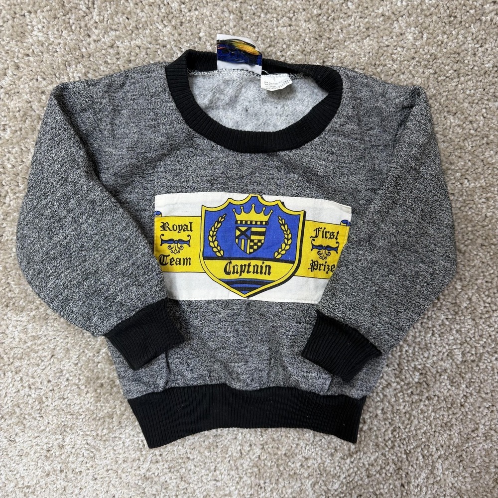 Vintage Rallye Sport Sweatshirt Toddler 3T Gray Royal Captain Fleece Pullover